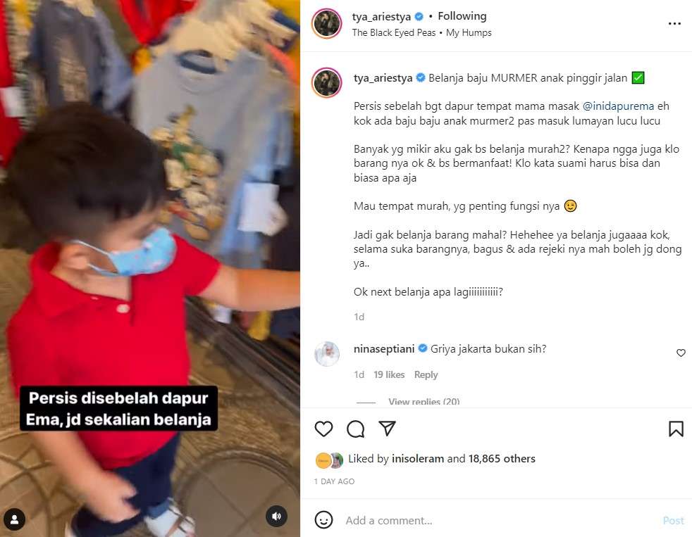Putra Tya Ariestya belanja baju