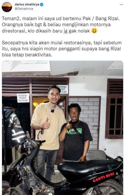 Darius Sinathrya bertemu driver ojol