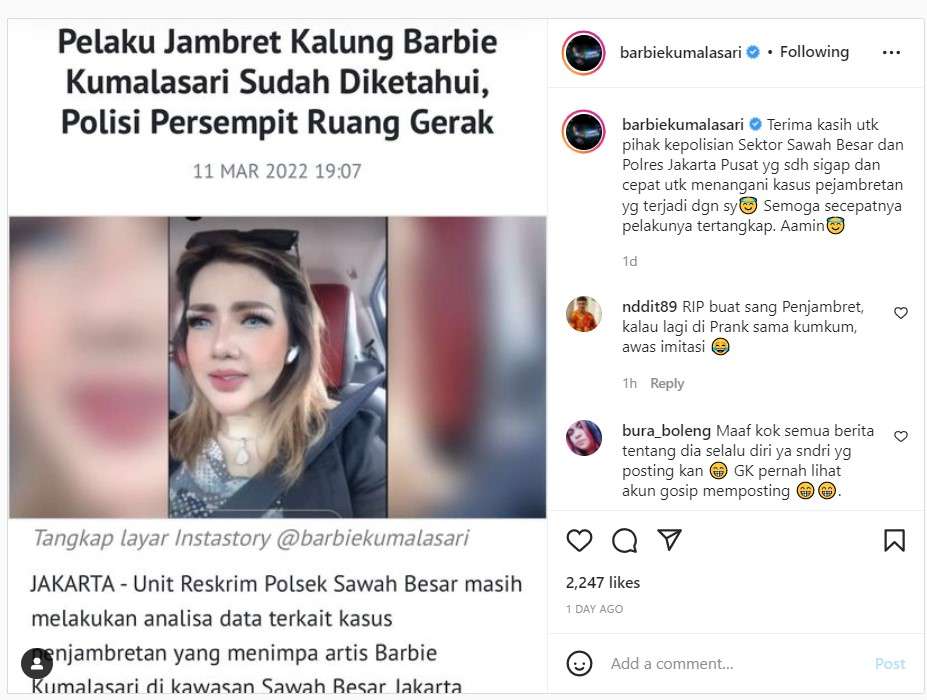 Unggahan Barbie Kumalasari