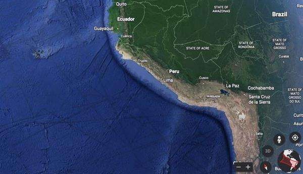 Lokasi penemuan objek misterius di dasar laut dekat Gurun Nazca.