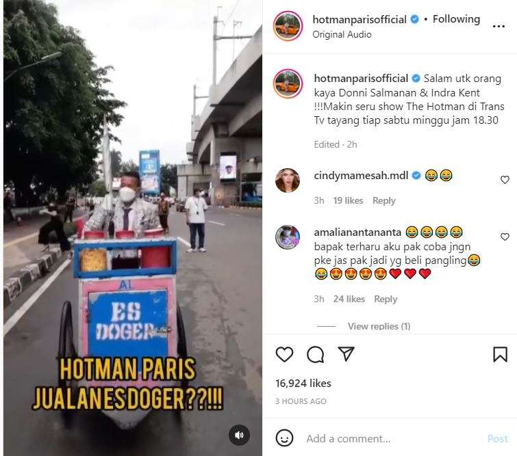Hotman Paris jualan es doger