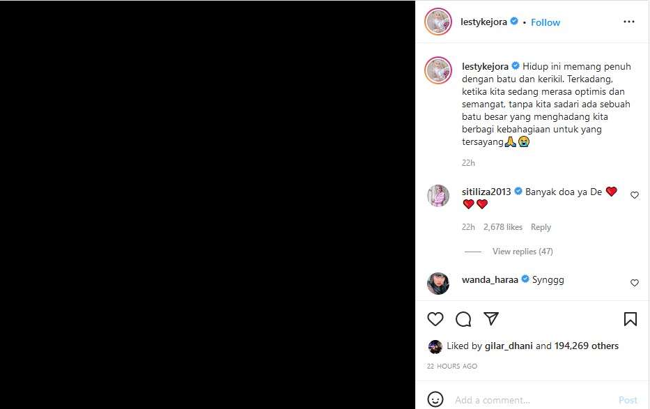 Curhat Galau di Medsos Bikin Kepo Netizen, Lesti Akhirnya Beri Klarifikasi