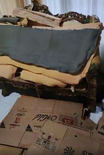 Beli sofa mahal isinya ternyata kardus semua.