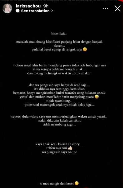 Curhatan panjang Larissa Chou