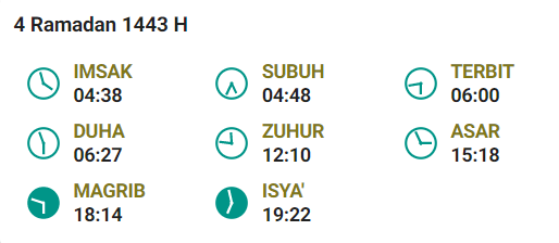Jadwal Imsak Batam Rabu 6 April 2022