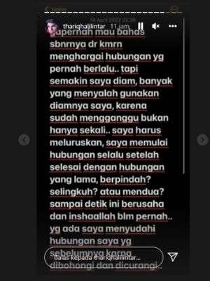 Tangkapan laya Instagram story Thariq Halilintar