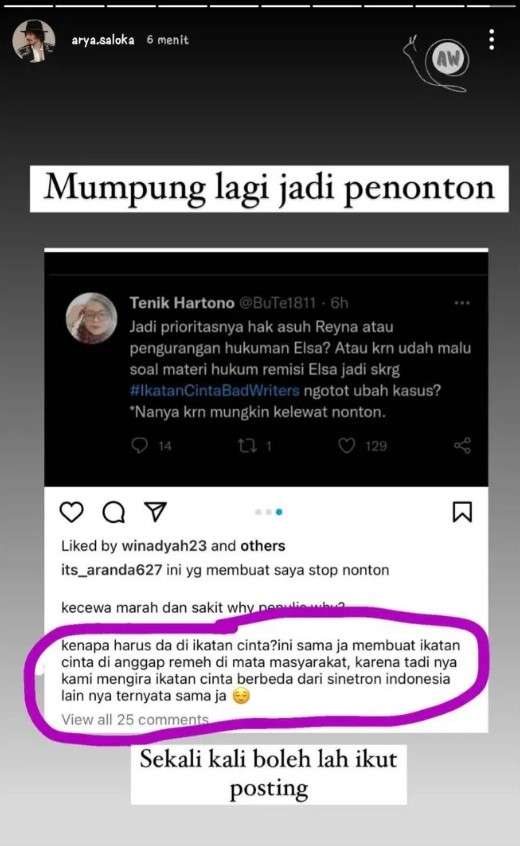 Unggahan Arya Saloka