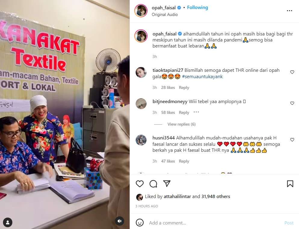 Haji Faisal bagi-bagi THR ke karyawan