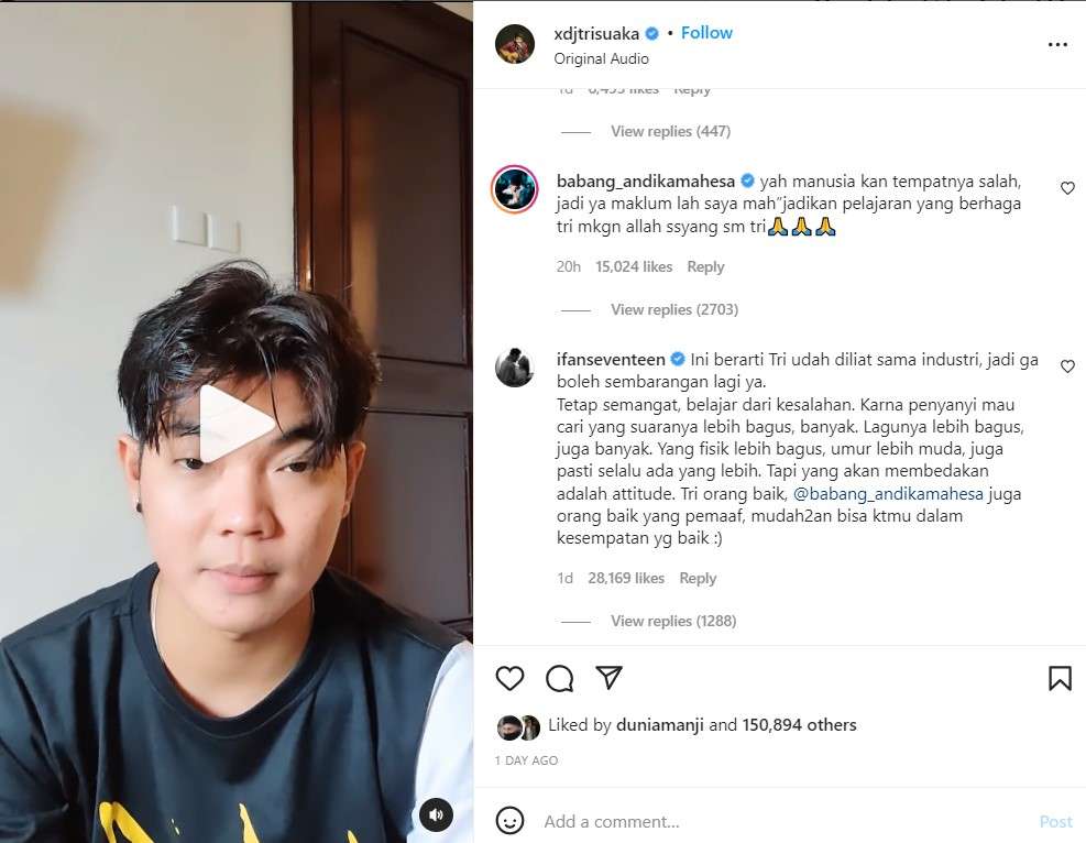 Tri Suaka minta maaf