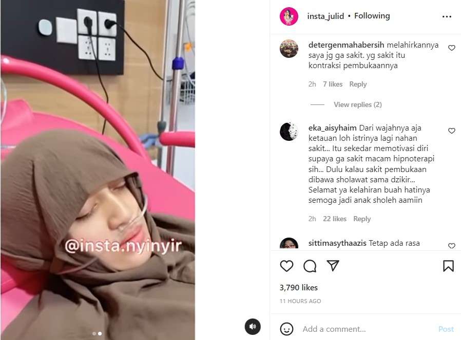 Ekspresi Jihan detik detik melahirkan