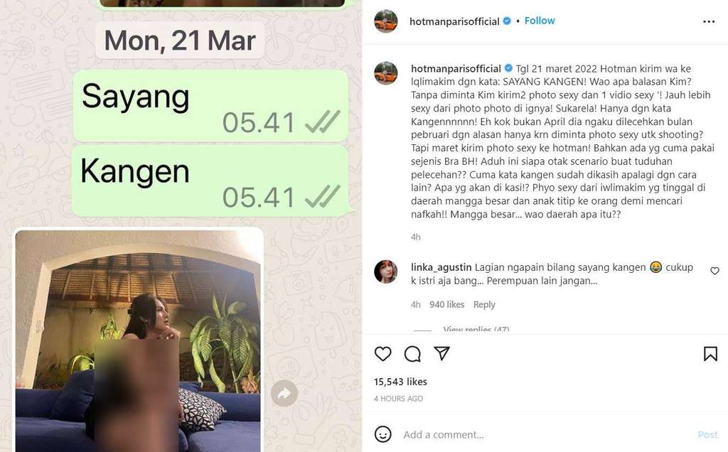 Unggahan Hotman Paris Bantah Tuduhan Pelecehan Seksual (Foto: Instagram/hotmanparisofficial)