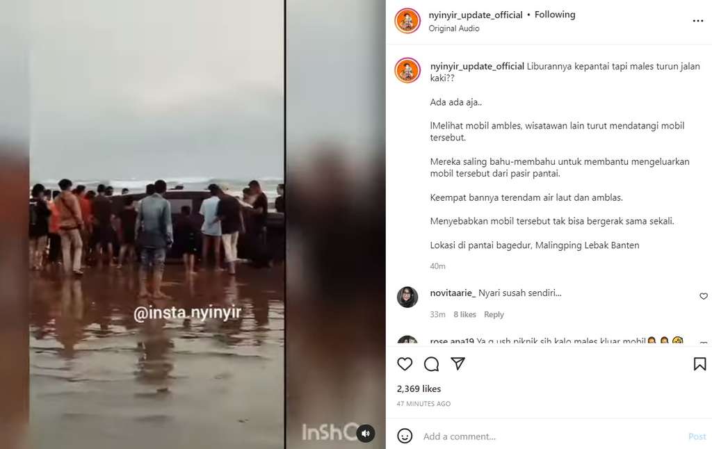 Mobil ambles di pantai