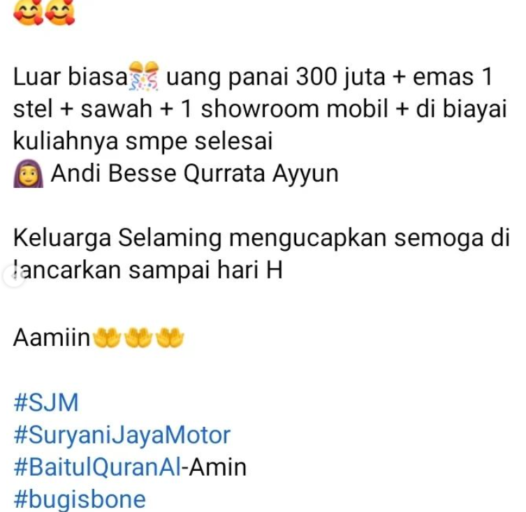 Acara lamaran dengan mahar fantastis