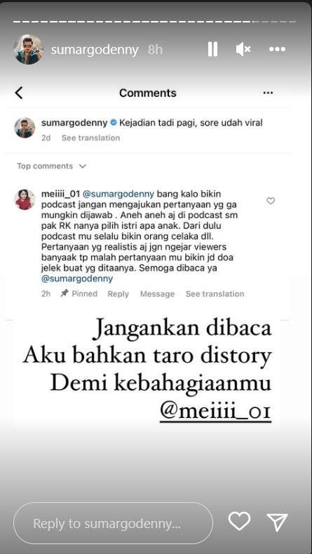 Tanggapan Denny Sumargo dikaitkan dengan podcast Ridwan Kamil
