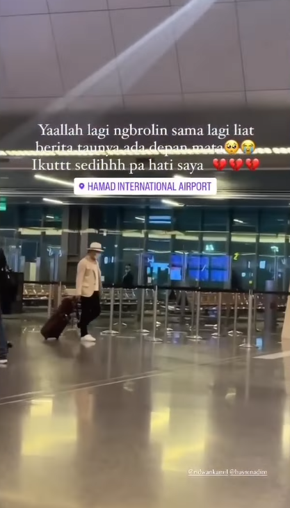 Ridwan Kamil di Bandara Hamad Qatar sebelum ke Indonesia