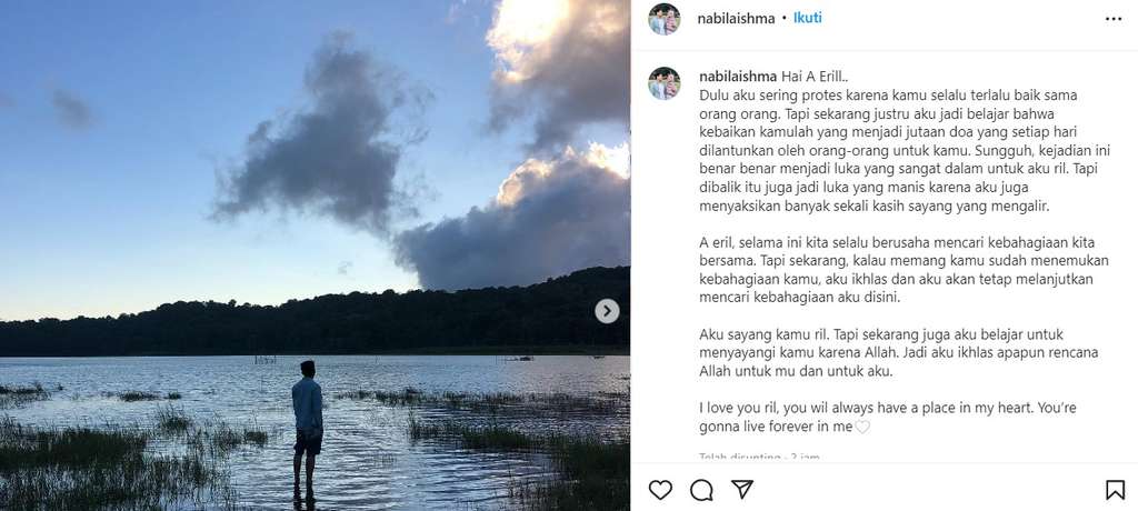 Unggahan Nabila untuk Eril