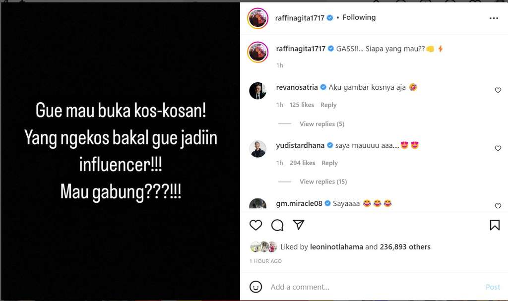 Unggahan Raffi Ahmad