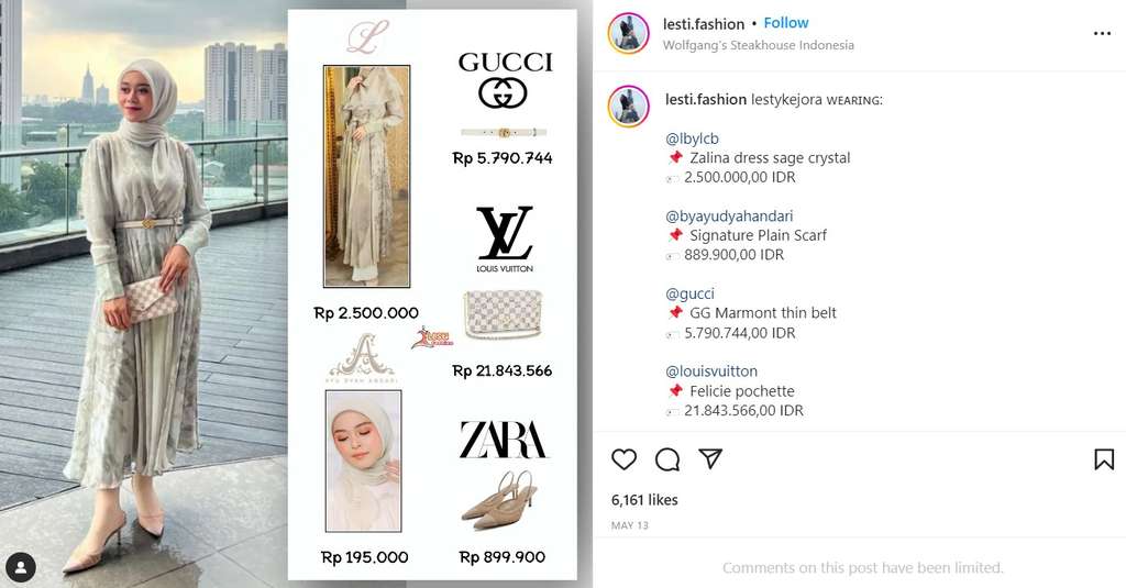 harga outfit Lesti Kejora