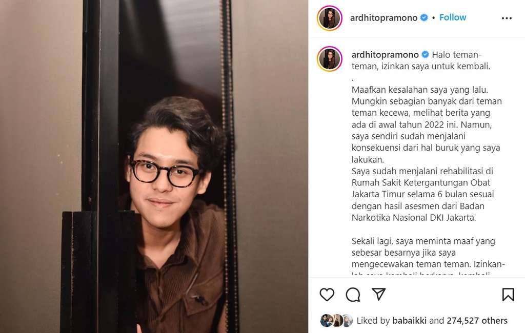 Unggahan Ardhito Pramono minta maaf
