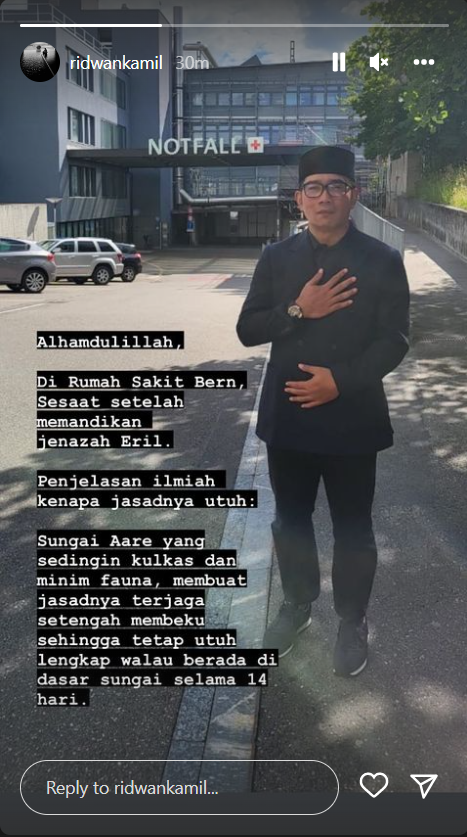 Instagram storie Ridwan Kamil