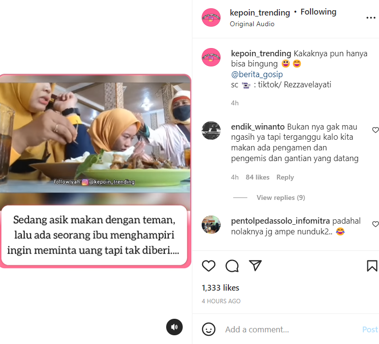 pengemis jitak pengunjung warung