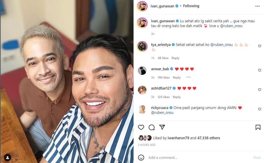 Unggahan Ivan Gunawan bareng Ruben Onsu
