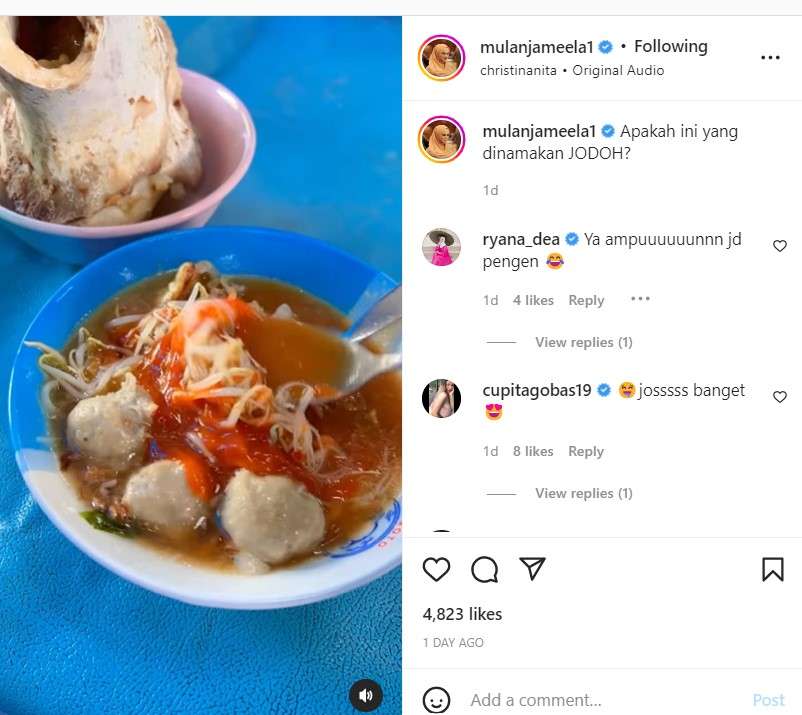 Video Mulan Jameela makan bakso