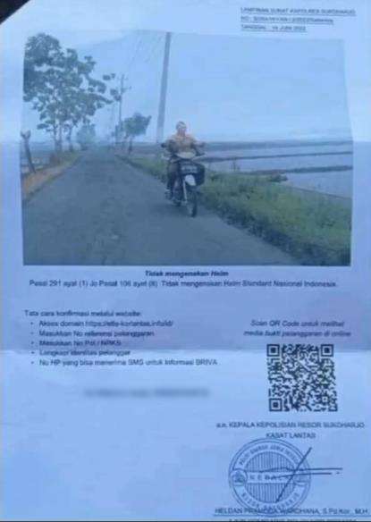 Viral bapak tua dapat surat tilang elektronik padahal melintas di jalan desa.