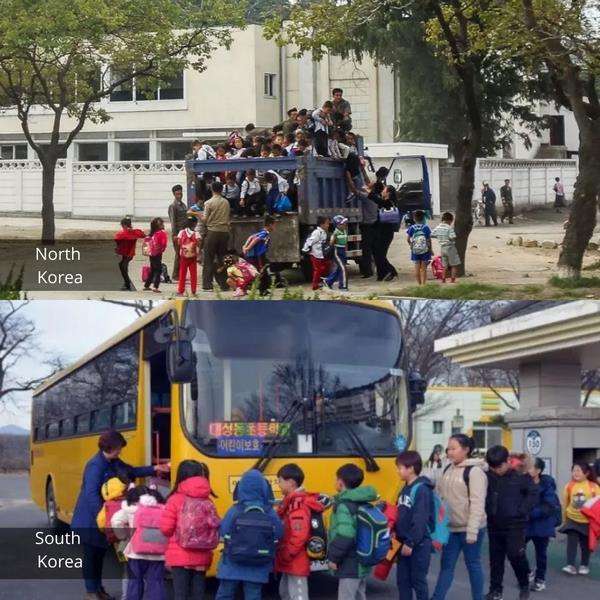 Potret perbedaan kehidupan di Korut dan Korsel.
