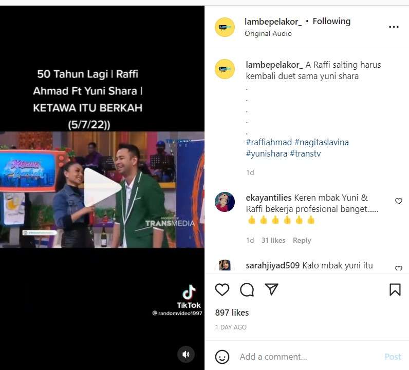 Raffi Ahmad dan Yuni Shara