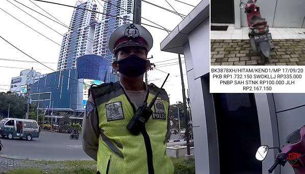 Sudah pakai motor bdong, polisi ketahuan tidak bawa STNK.