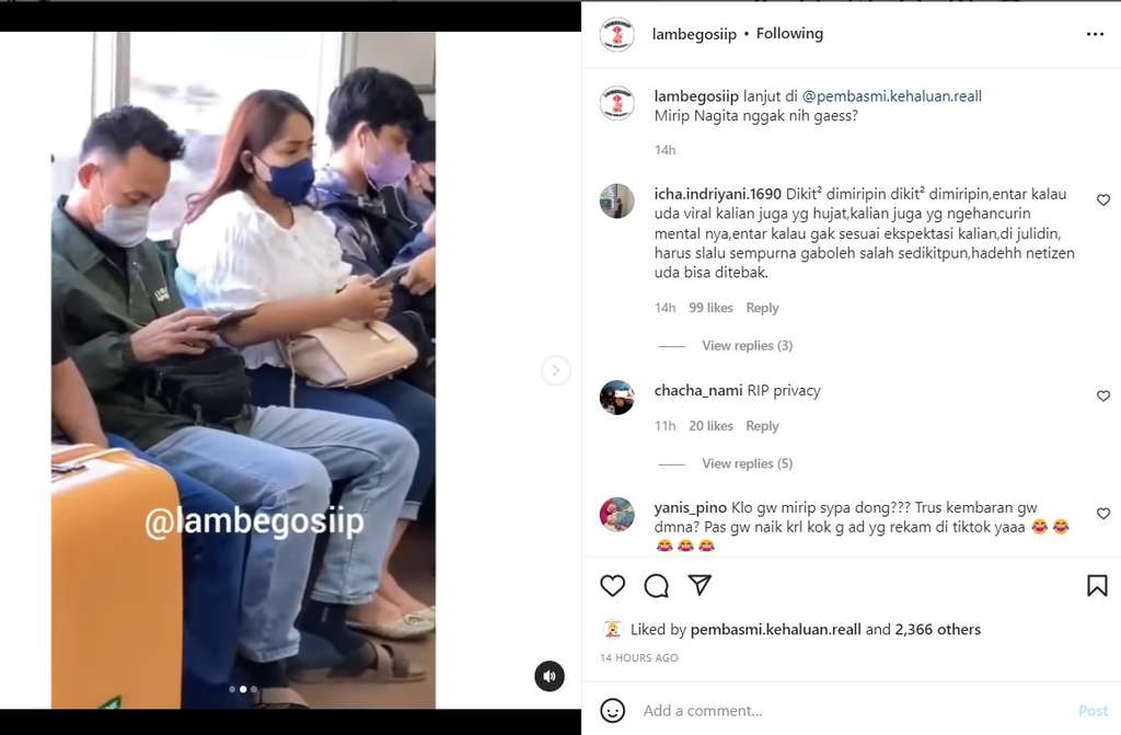 Wanita mirip Nagita Slavina naik KRL