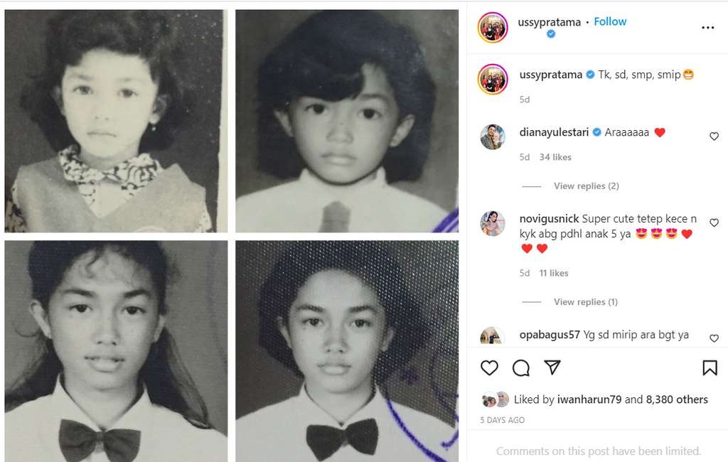 Potret masa kecil Ussy istri Andhika Pratama