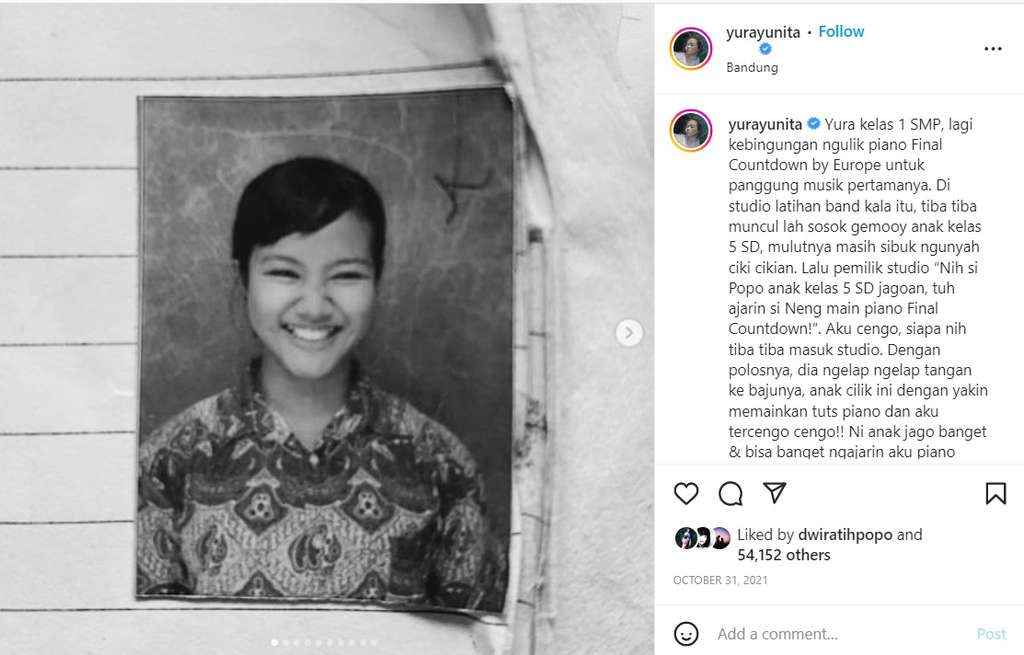 Potret Yura Yunita waktu SMP