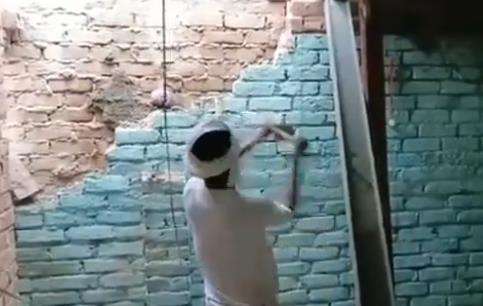 Dinding rumah dijebol gara-gara jadi sarang ular kobra.