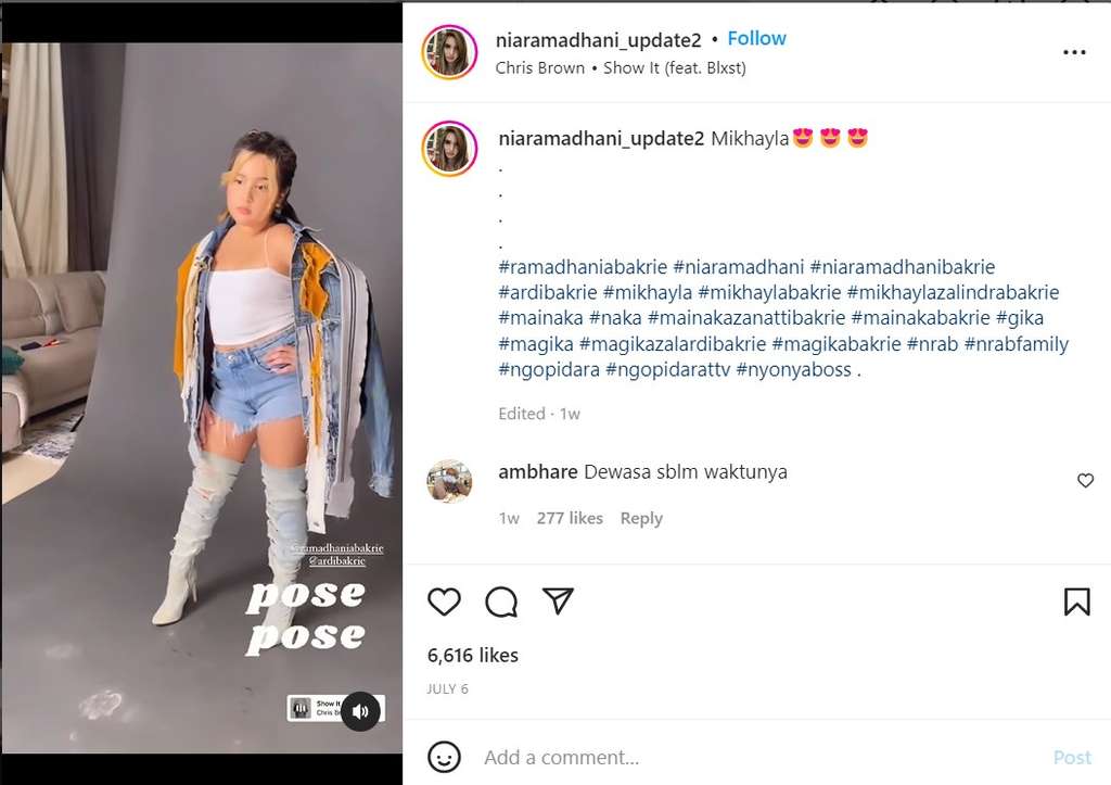 Penampilan Mikhayla Zalindra putri Nia Ramadhani