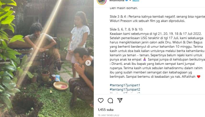 Widi Mulia keguguran