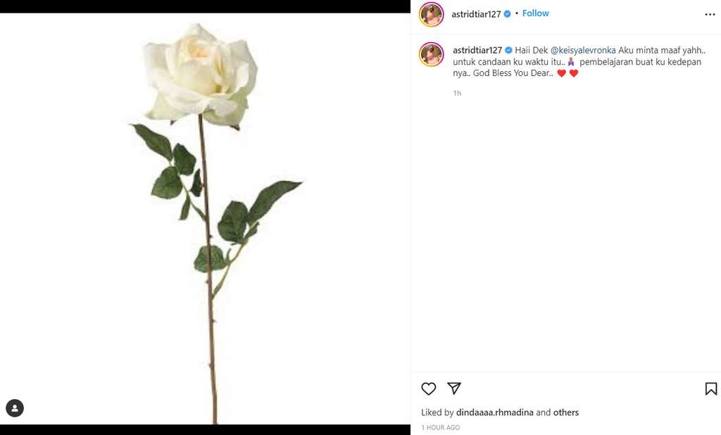 Astrid Tiar minta maaf ke Keisya Levronka Astrid Tiar minta maaf ke Keisya Levronka