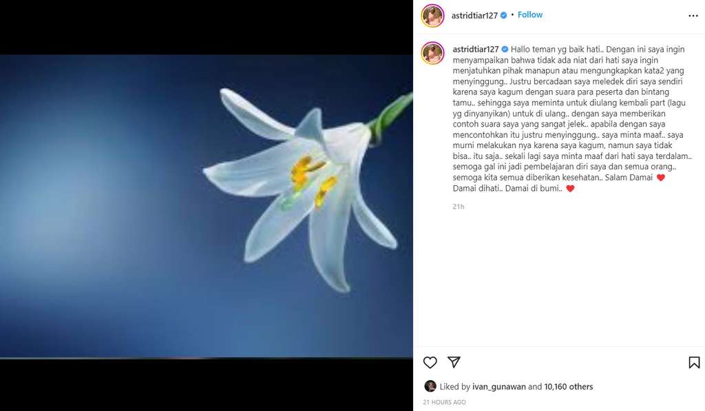 Astrid Tiar minta maaf Astrid Tiar minta maaf