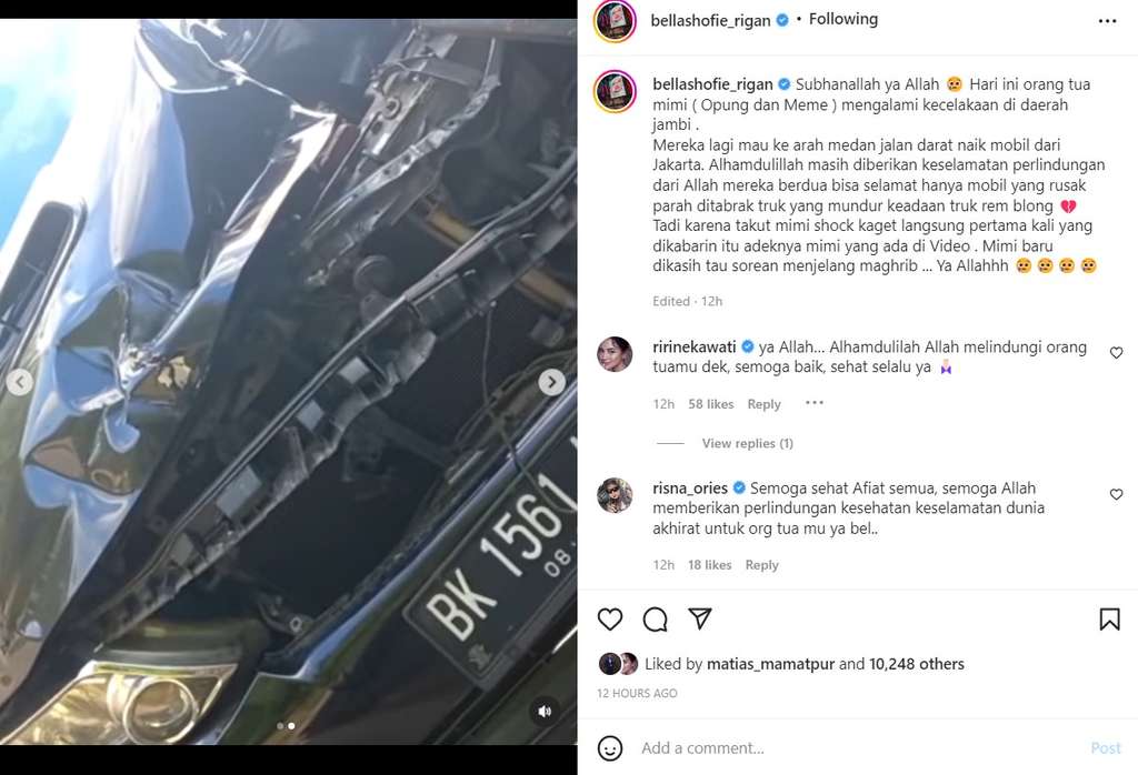 Mobil kedua orangtua Bella Shofie