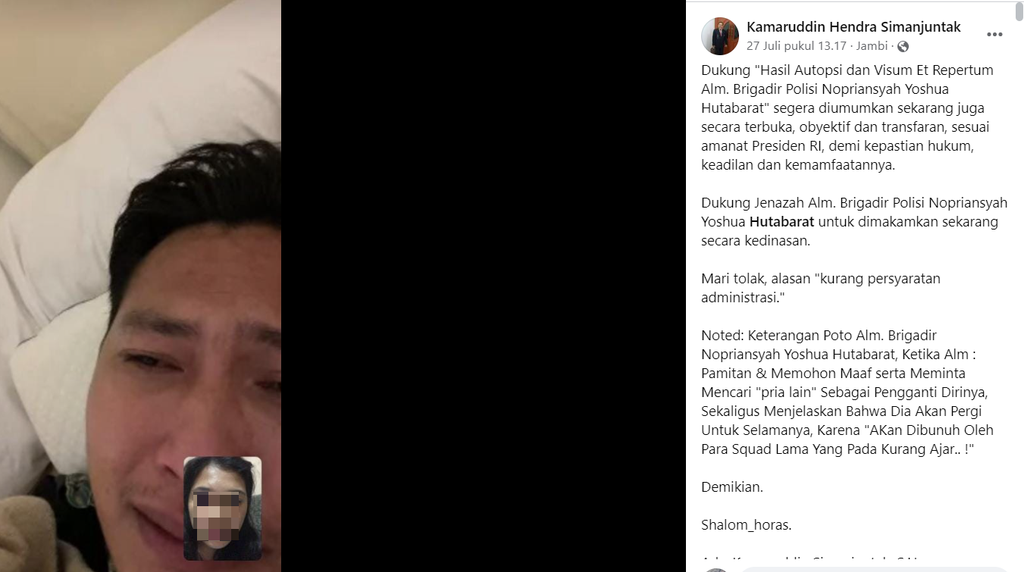 Panggilan video terakhir Brigadir J dengan kekasih