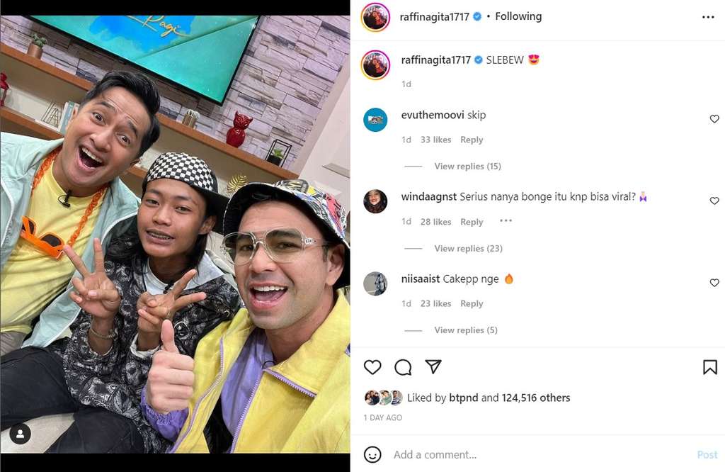 Unggahan Raffi Ahmad bareng Bonge dan Irfan Hakim