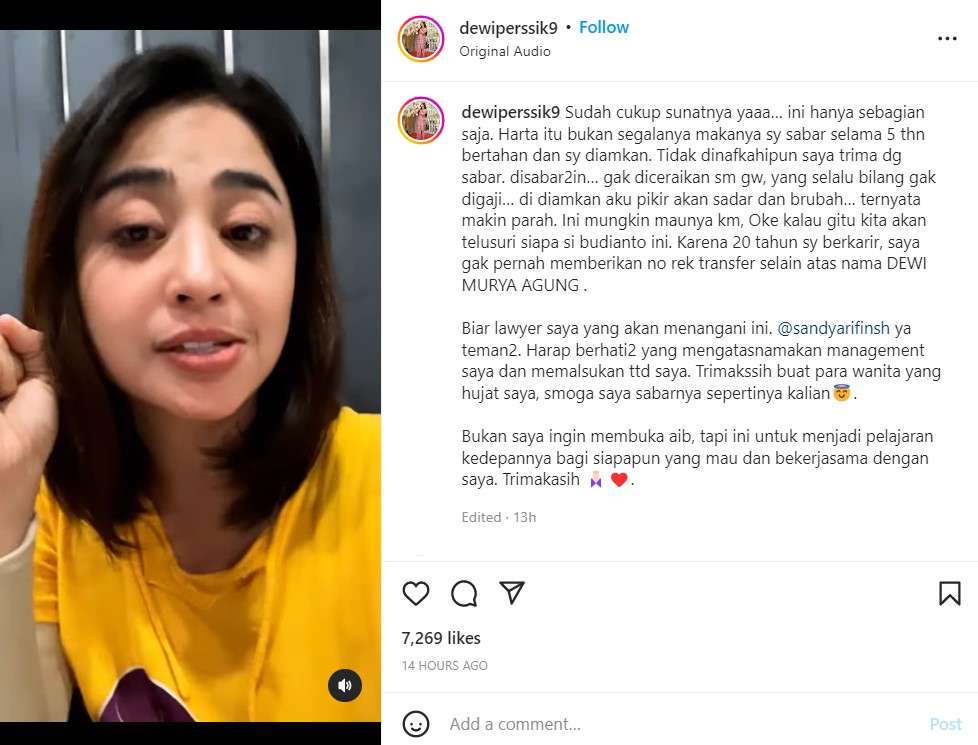 Unggahan Dewi Perssik