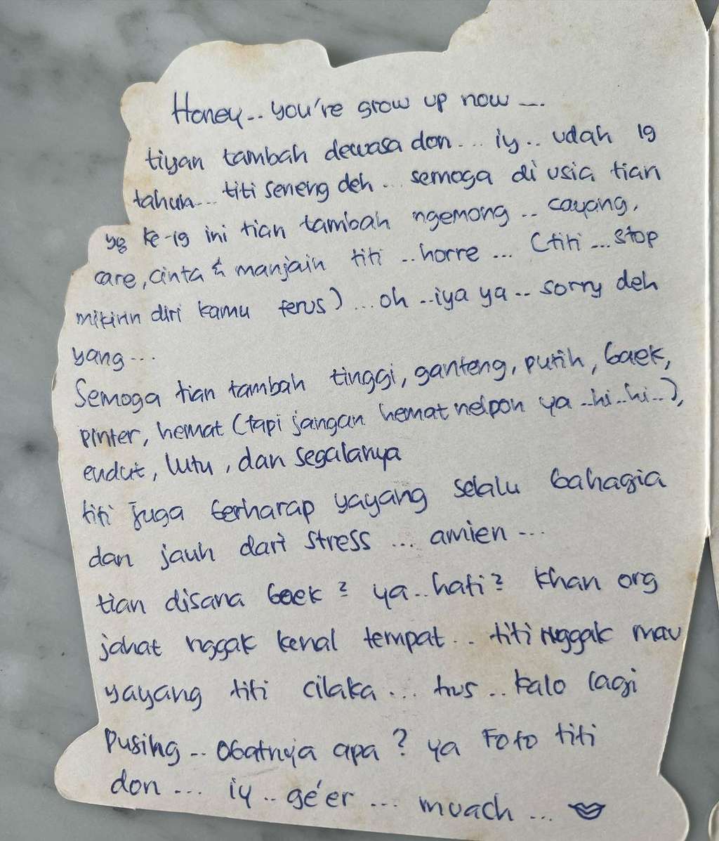 Surat Cinta Titi buat Christian Sugiono