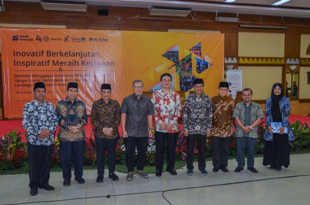 Penandatanganan kerjasama PrismaLink dan Wakaf Al Azhar di acara milad Wakaf Al Azhar ke-12, Rabu, 27 Juli 2022.