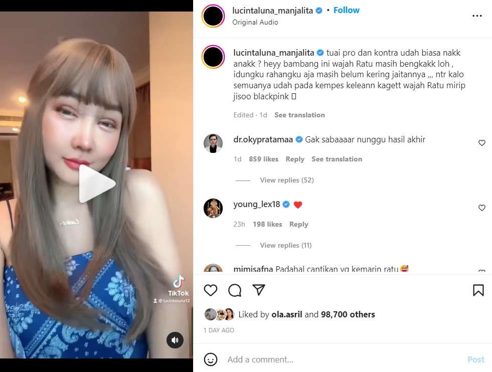 Lucinya Luna bicara soal wajahnya