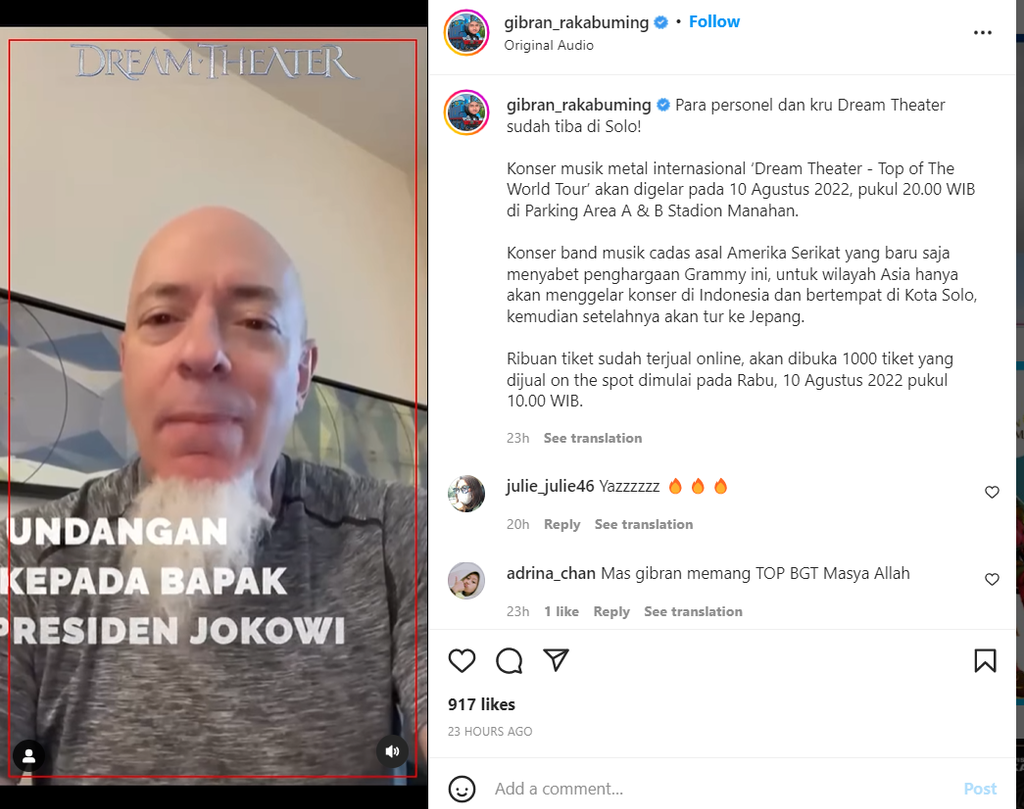 dream theater undang jokowi