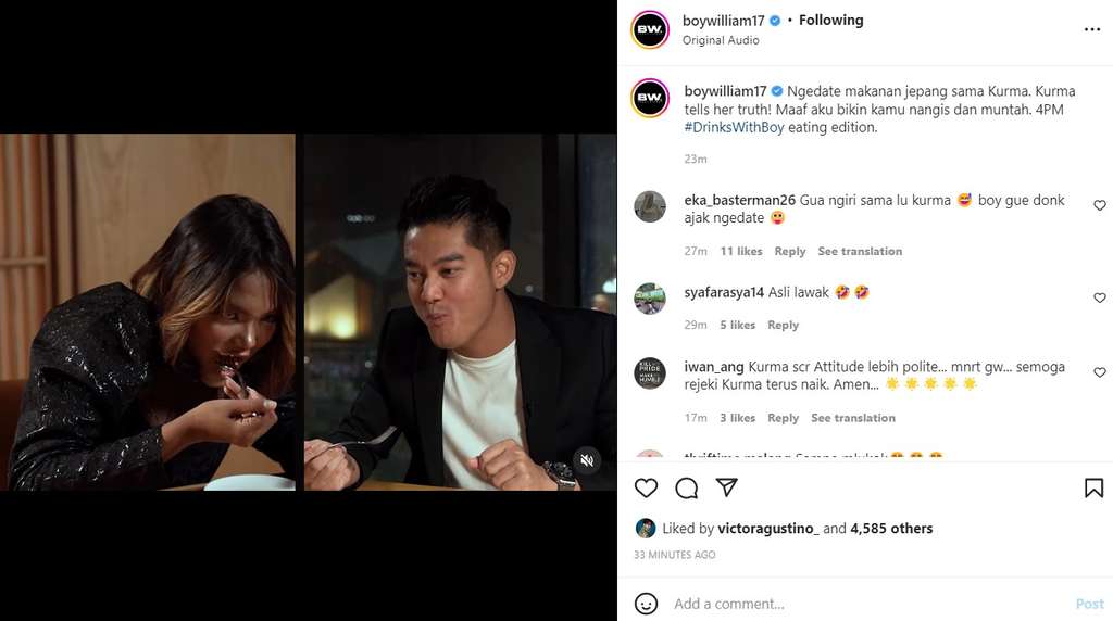 Boy William dan Kurma dinner bareng