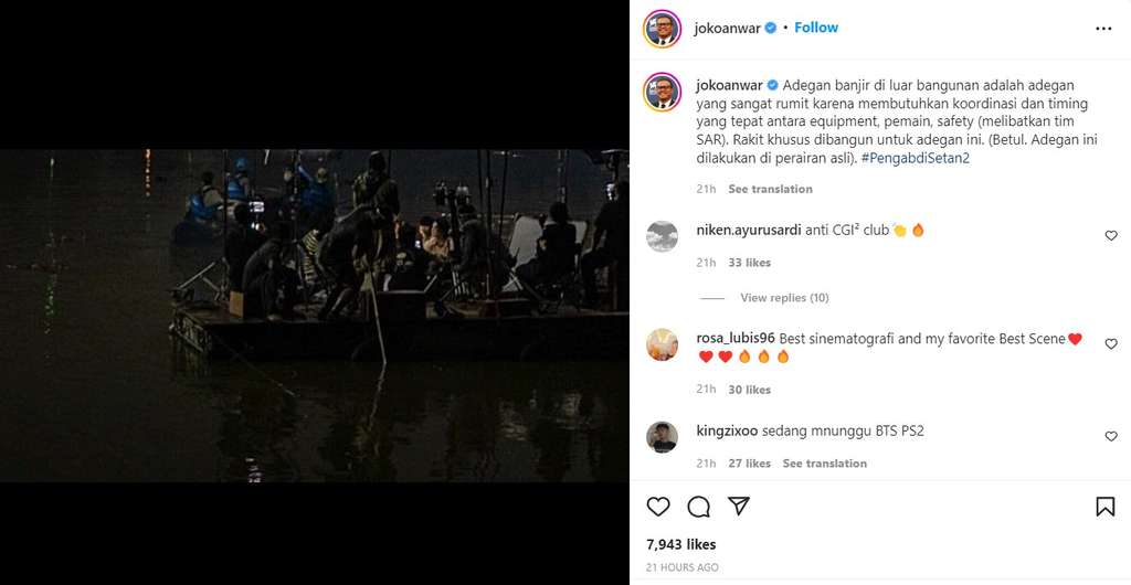 Adegan banjir di film Pengabdi Setan 2
