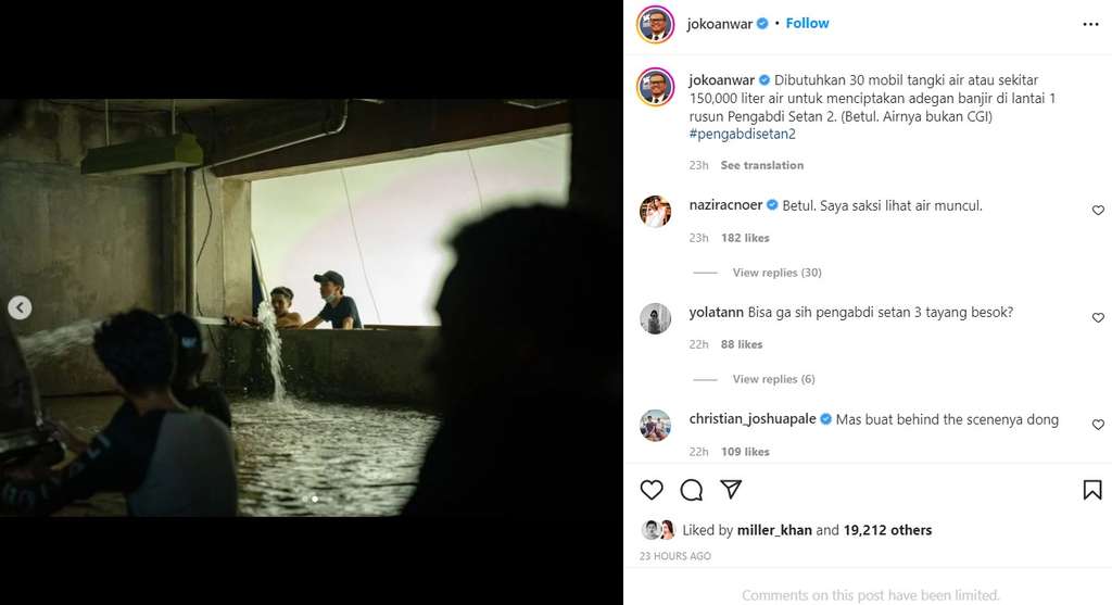Adegan banjir di film Pengabdi Setan 2